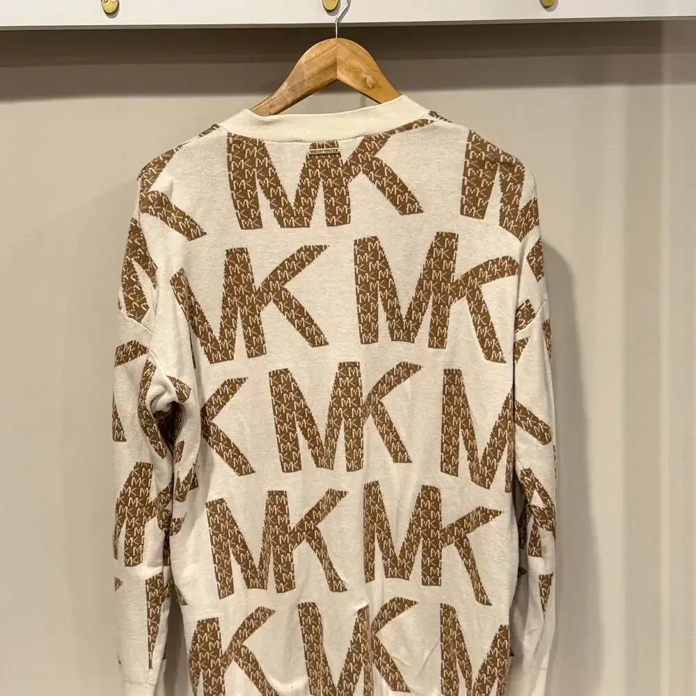 Michael Kors Knit Logo MK  Tan/Creme sweater - Picture 8 of 8